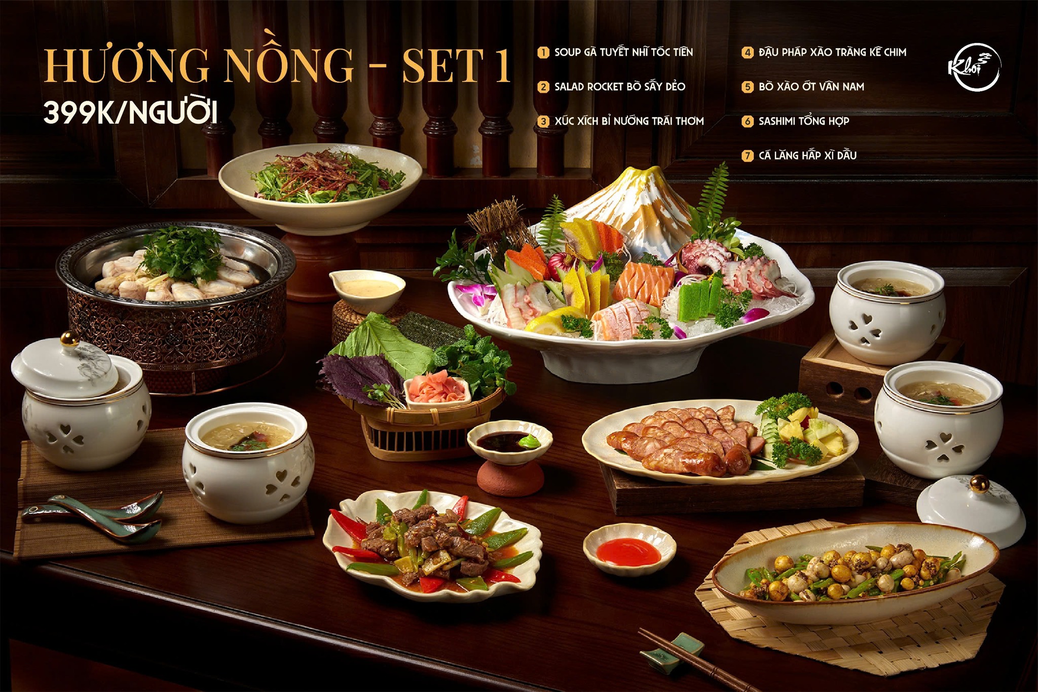 Thực đơn đa dạng có thể chia theo các set khác nhau