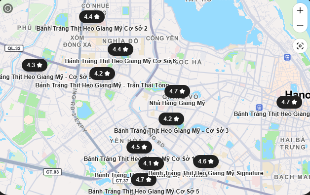Bản đồ Nhà hàng Giang Mỹ