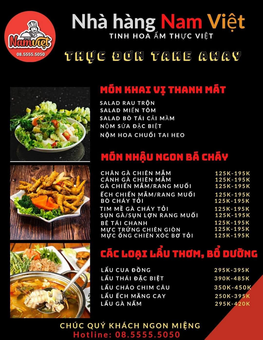 Menu Nhà hàng Nam Long