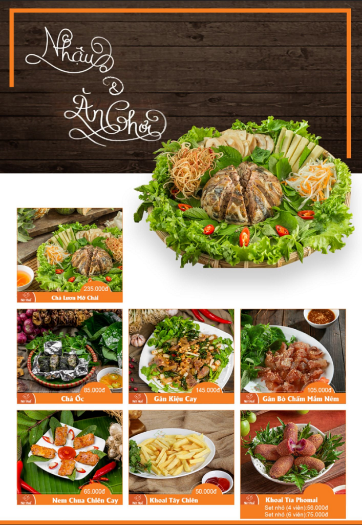 Menu Thực đơn Nhà hàng Nét Huế
