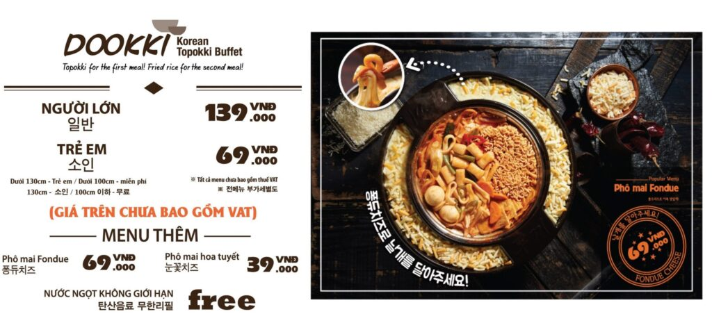 Menu - món nổi bật Nhà Hàng Dookki