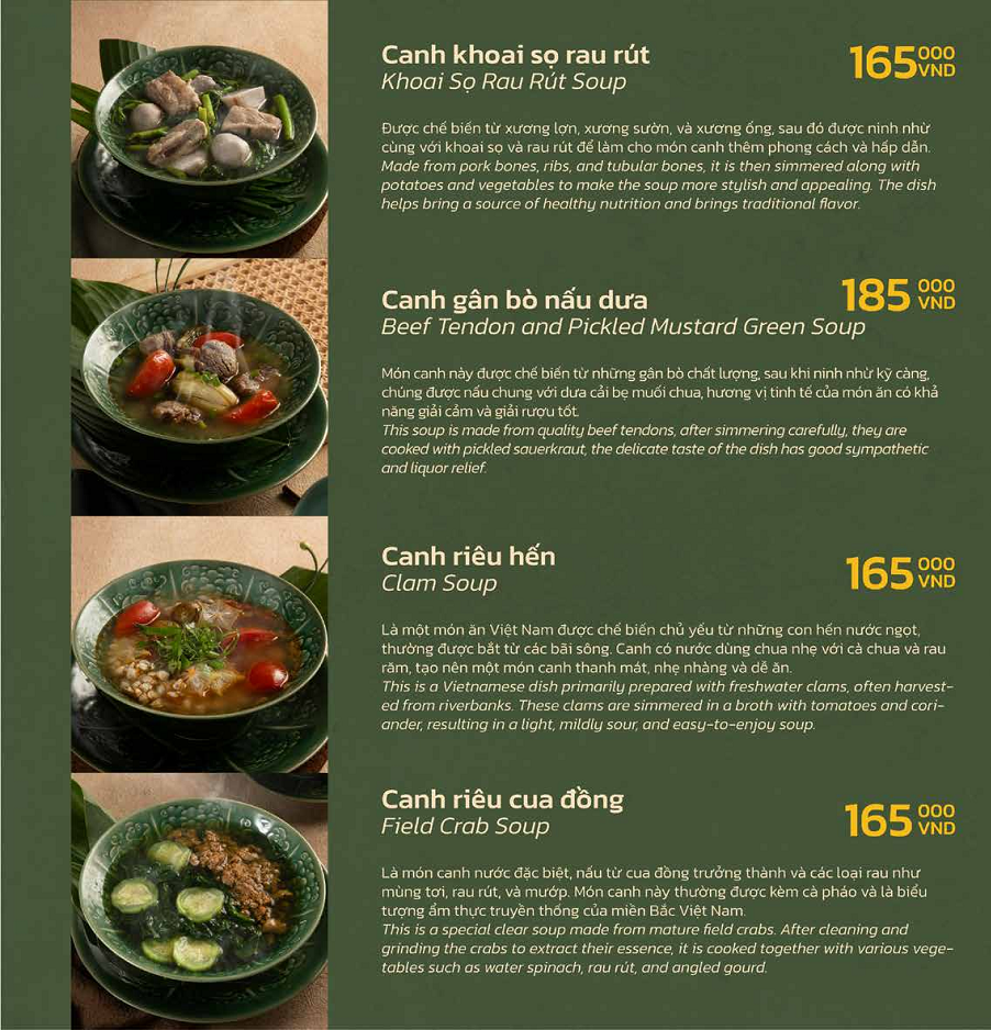 Menu thực đơn Nhà Hàng Phụng Thành