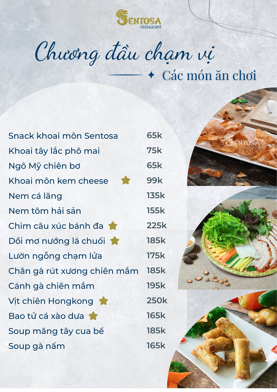 Thực đơn Nhà hàng Sentosa