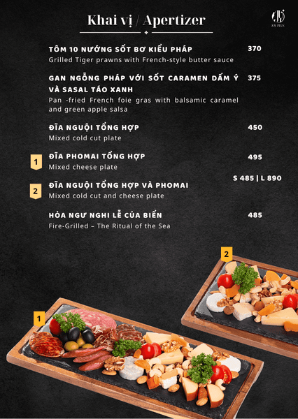 Menu Alacarte tại JOY