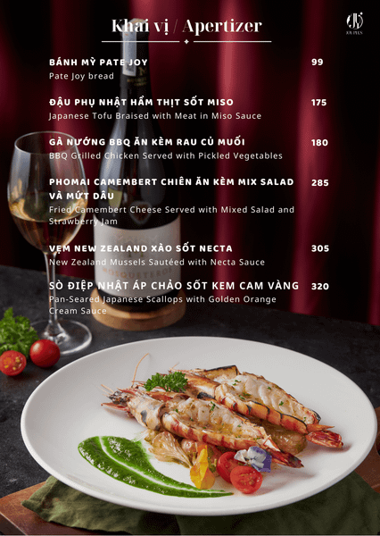 Menu Alacarte tại JOY