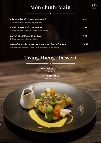 Menu Alacarte tại JOY
