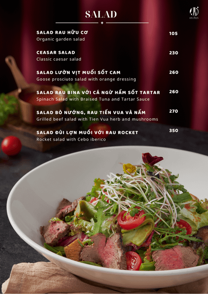 Menu Alacarte tại JOY