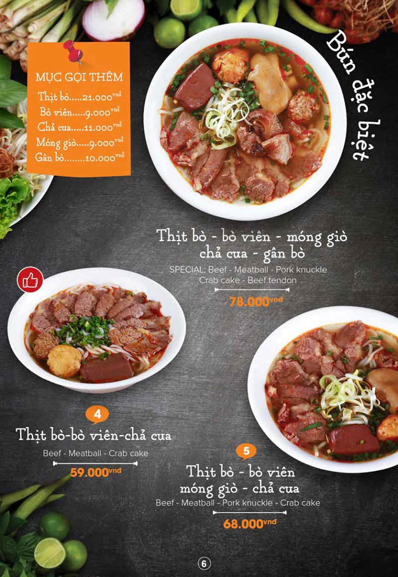 Thực đơn Nhà hàng Nét Huế