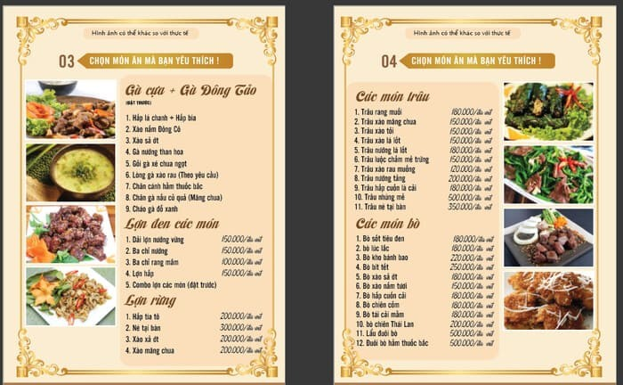 Menu Nhà Hàng Trống Đồng