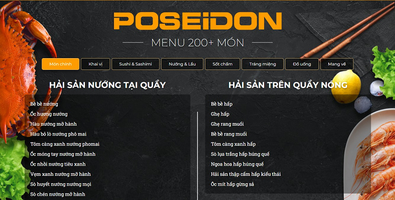 Thực Đơn Món Đặc Sắc Nhà Hàng Poseidon