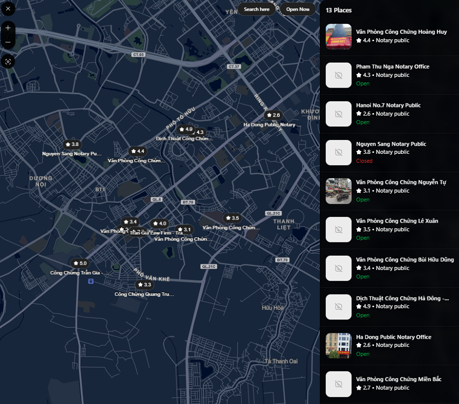 Văn phòng công chứng tại Hà Đông