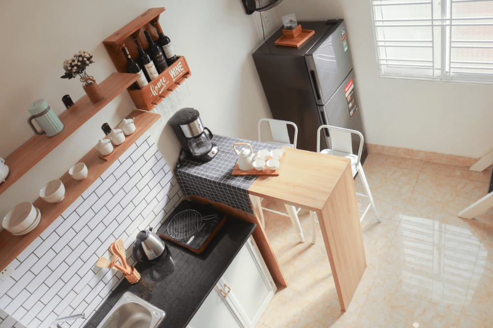 Cách sắp xếp nhà trọ gọn gàng theo khu vực bếp nấu